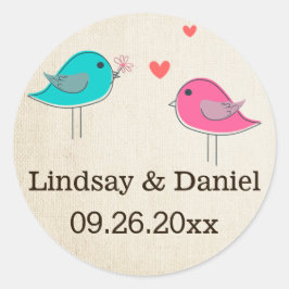1,5-inch Whimsical Birds in Love Wedding Sticker 2