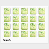 1,5-inch zwaartepunt. Leafy Branches Wedding Favor Vierkante Sticker (Vel)