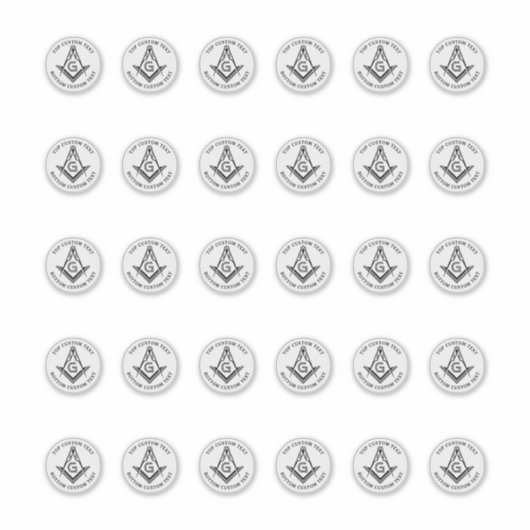 1,5" Masonic Vierkant en Kompas Stickers 30 stuks (Voorkant)