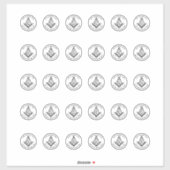 1,5" Masonic Vierkant en Kompas Stickers 30 stuks (Vel)