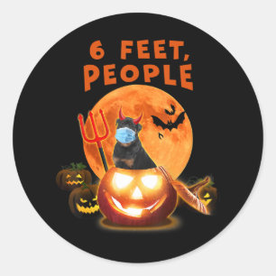 1,5 meter, roterende hond met masker halloween ronde sticker
