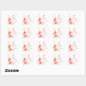 1,5" roze, Sinaasappel, witte tropische bruiloft S Vierkante Sticker (Vel)