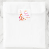 1,5" roze, Sinaasappel, witte tropische bruiloft S Vierkante Sticker (Tas)