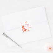 1,5" roze, Sinaasappel, witte tropische bruiloft S Vierkante Sticker (Envelop)