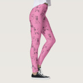 1-5 Schnauzer Lijn Kunstpatroon 001 Roze Leggings (Rechts)