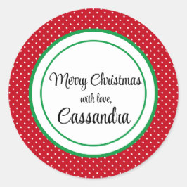 1.5" Sticker Kerst Rood Wit Zwitserse Stippen