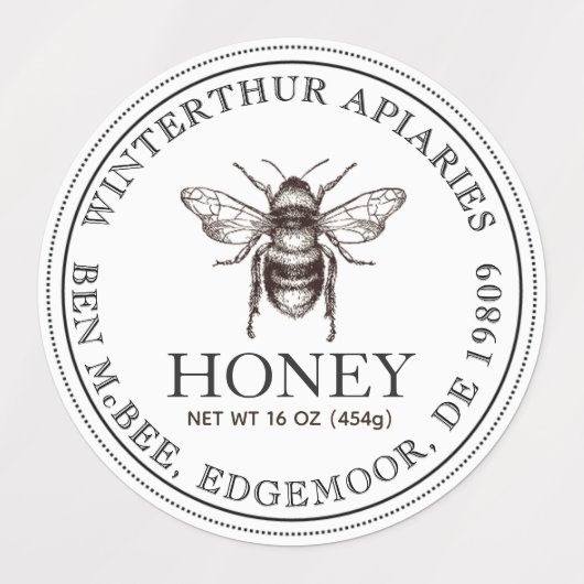 1,5" Waterdicht Vinyl Bijenhoning Etiket Labels (Design 2)