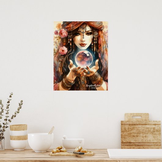 *~* 1 A100 Psychische lezer Gypsy Crystal Pall Poster (Keuken)