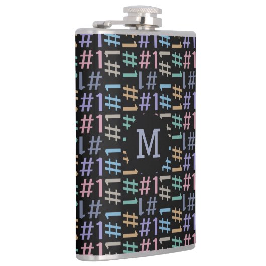 "# 1" aangepaste monogram patroon heupfles (Rechts)