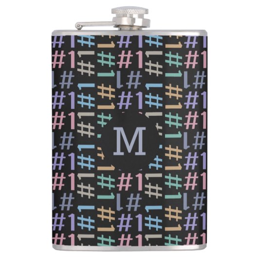 "# 1" aangepaste monogram patroon heupfles (Voorkant)