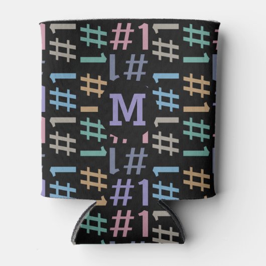 "# 1" aangepaste monogram patroon koelbox blikjeskoeler (Voorkant)