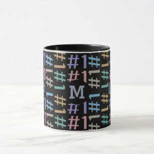"# 1" aangepaste monogram patroon mokken