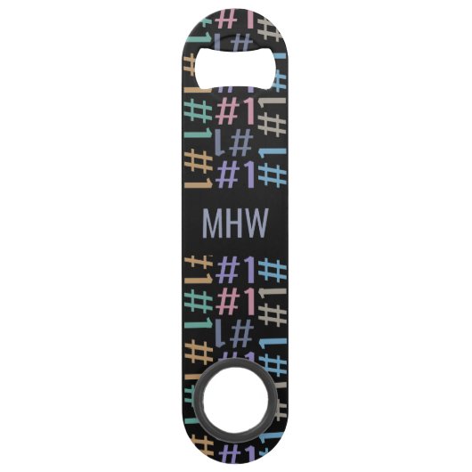 "# 1" Aangepaste monogram patroonflesopeners Speed Flessenopener (Achterkant)