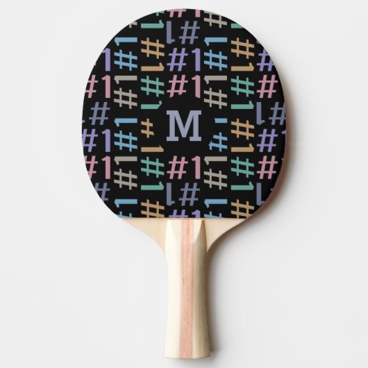 "# 1" aangepaste monogram patroonpongpeddel tafeltennisbatje (Voorkant)