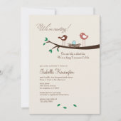 1 Aankondiging Baby shower blauw ei-nestvogels (Voorkant)