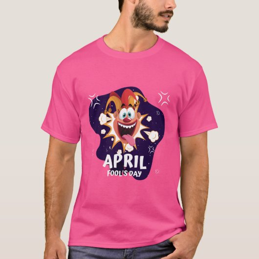 1 April Clown - Grappig Roze T-Shirt (Voorkant)