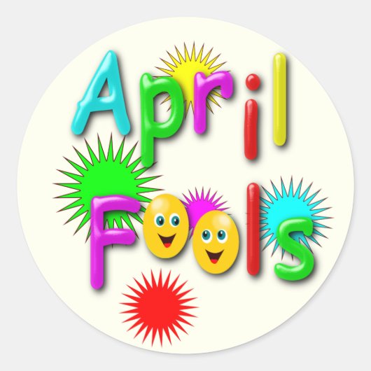 1 april grap, Grappige Kleurrijke Ronde Sticker (Voorkant)