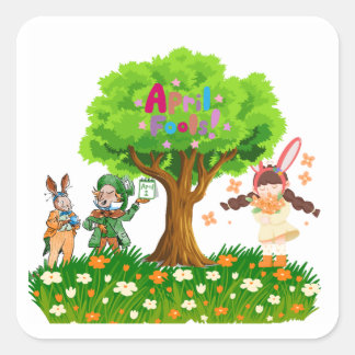 1 april grap vierkante sticker