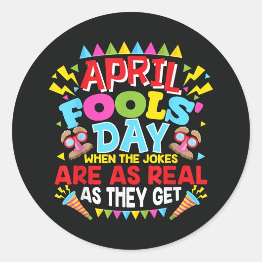 1 april grappen ronde sticker (Voorkant)