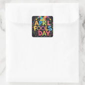 1 aprilgrappen vierkante sticker (Tas)