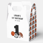 1 Ball Sports Theme Boy's 1st Birthday Bedankdoosjes (Geopend)