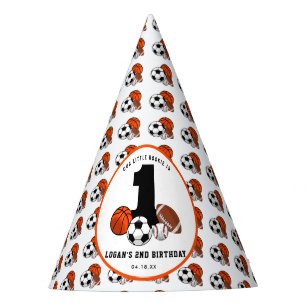 1 Ball Sports Theme Boy's 1st Birthday Feesthoedjes