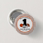 1 Ball Sports Theme Boy's 1st Birthday Ronde Button 3,2 Cm (Voorkant /achterkant)