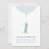 #1 Ballon Eerste Verjaardag uitnodiging (Voorkant)