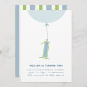 #1 Ballon Eerste Verjaardag uitnodiging (Voorkant / Achterkant)