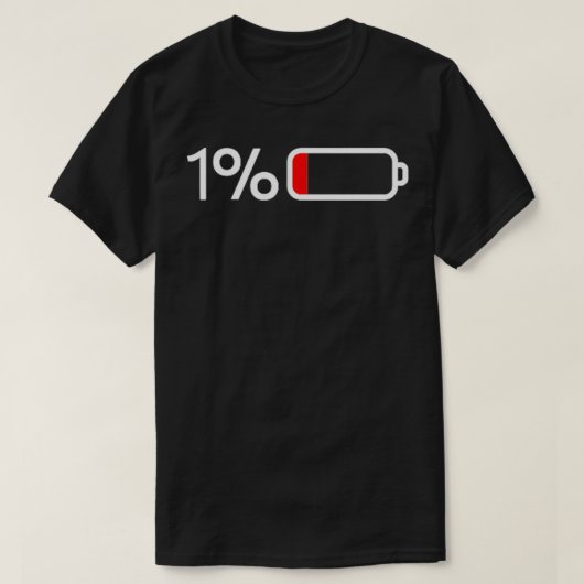 1 Batterij 1 Batterij Leuk Laag Energiepercentage T-shirt (Design voorkant)