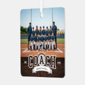 #1 Best Coach Baseball Team Photo Appreciation Metalen Ornament (Voorkant links)
