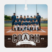#1 Best Coach Baseball Team Photo Appreciation Metalen Ornament (Voorkant)