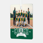 #1 Best Coach Baseball Team Photo Appreciation Metalen Ornament (Voorkant links)