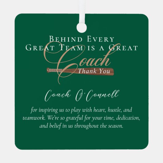 #1 Best Coach Baseball Team Photo Appreciation Metalen Ornament (Achterkant)