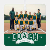 #1 Best Coach Baseball Team Photo Appreciation Metalen Ornament (Voorkant)