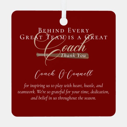 #1 Best Coach Baseball Team Photo Appreciation Metalen Ornament (Achterkant)