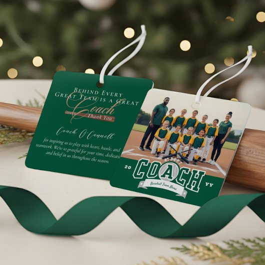 #1 Best Coach Baseball Team Photo Appreciation Metalen Ornament