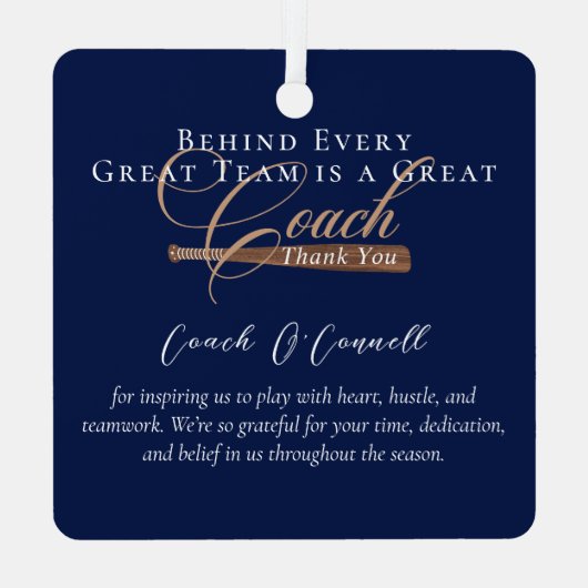 #1 Best Coach Baseball Team Photo Appreciation Metalen Ornament (Achterkant)