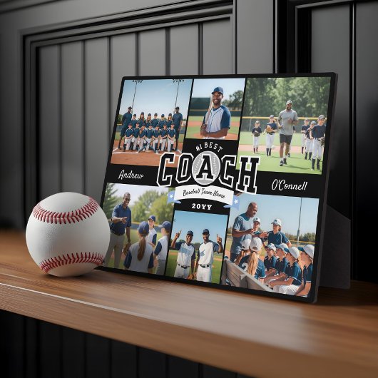 #1 Best Coach Team Photo Collage Appreciation Gift Fotoplaat