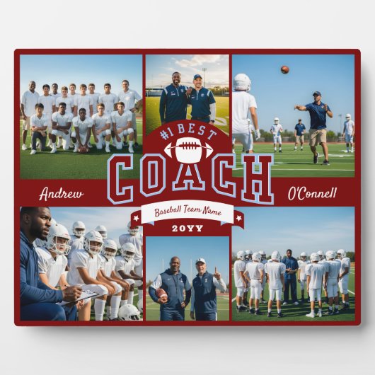 #1 Best Football Coach Photo Appreciation Gift Fotoplaat (Voorkant)