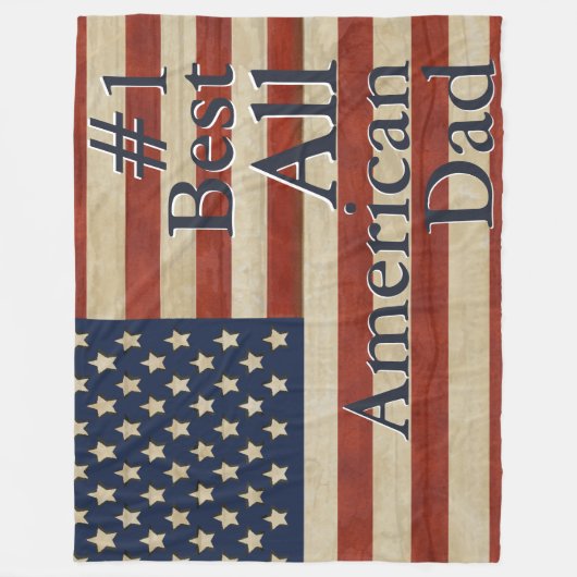 #1 Beste Amerikaanse vader Amerikaanse vlag Fleece Deken (Voorkant)
