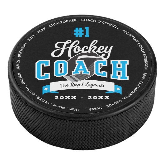 #1 Beste Hockey Coach Gepersonaliseerde Team Roste Hockey Puck (3/4)