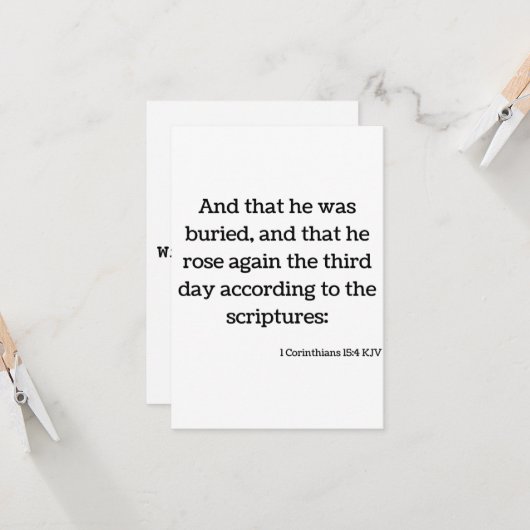 1 Bijbelscriptproet voor Corinthians 15:4 KJV Kaart (Voorkant / Achterkant in situ)
