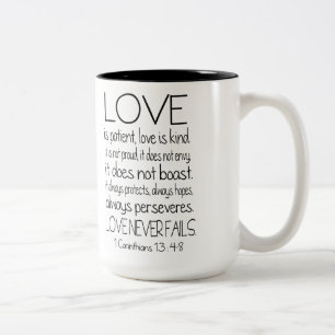 1 Bijbelse Corinthians Quote Love Tweekleurige Koffiemok