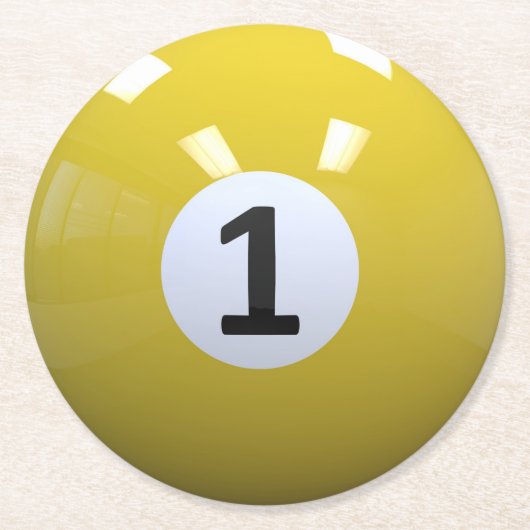 1 Billiard Pool Ball Ronde Kartonnen Onderzetter (Voorkant)
