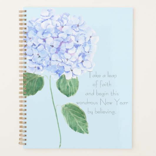 1 blauw paarse hortensia bloemen met de hand besch planner (Voorkant)