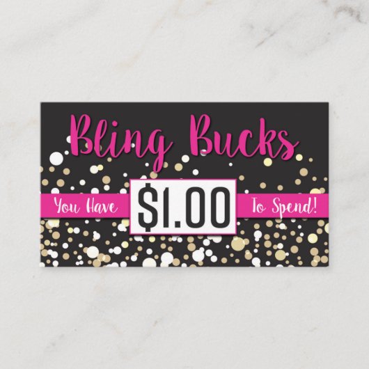 $1 Bling Bucks Kortingskaartje (Voorkant)
