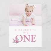 1 bloemige 1e verjaardag uitnodiging draaien (Voorkant)