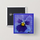 1 Blue Beauty Pansy Vierkante Button 5,1 Cm (Voorkant /achterkant)