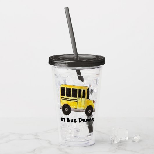 #1 Bus Driver Yellow School Bus Leerleraar Onderwi Acryl Drinkbeker (Voorkant ijs)
